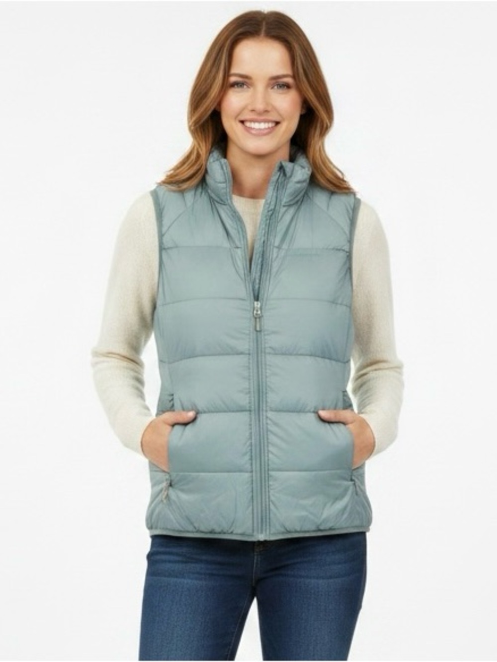 Caterpillar Light Teal Quilted Puffer Vest